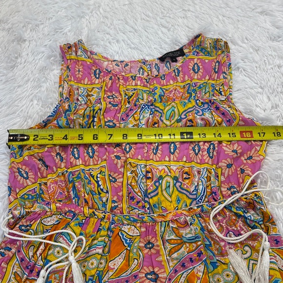Rachel Zoe Pink and Orange Patterned Blouse DRAWSTRING WAIST WOMENS SIZE S - Picture 4 of 5